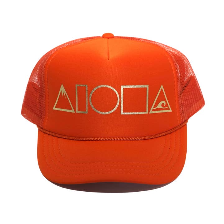 MAUKA TO MAKAI Boné Trucker Juvenil Laranja/Dourado por atacado de Soley Aloha