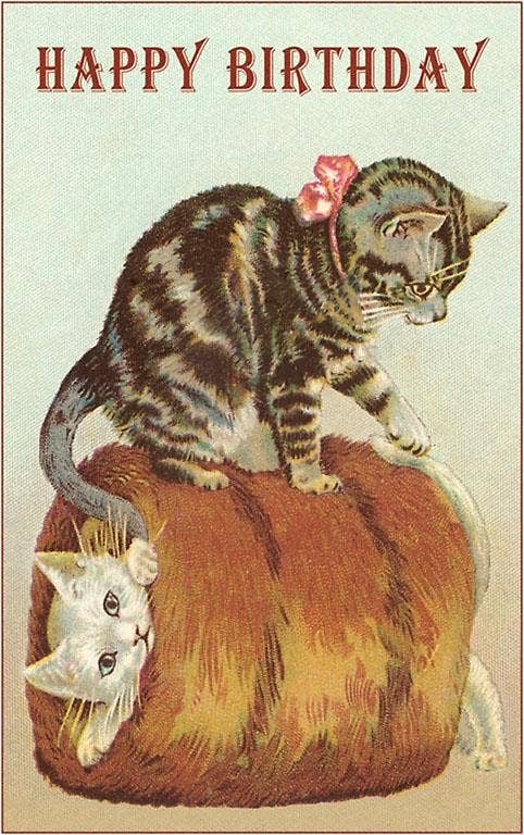Found Image Press - Vente Aimants - Aimant HB-243 Joyeux Anniversaire, Chatons dans Muff0