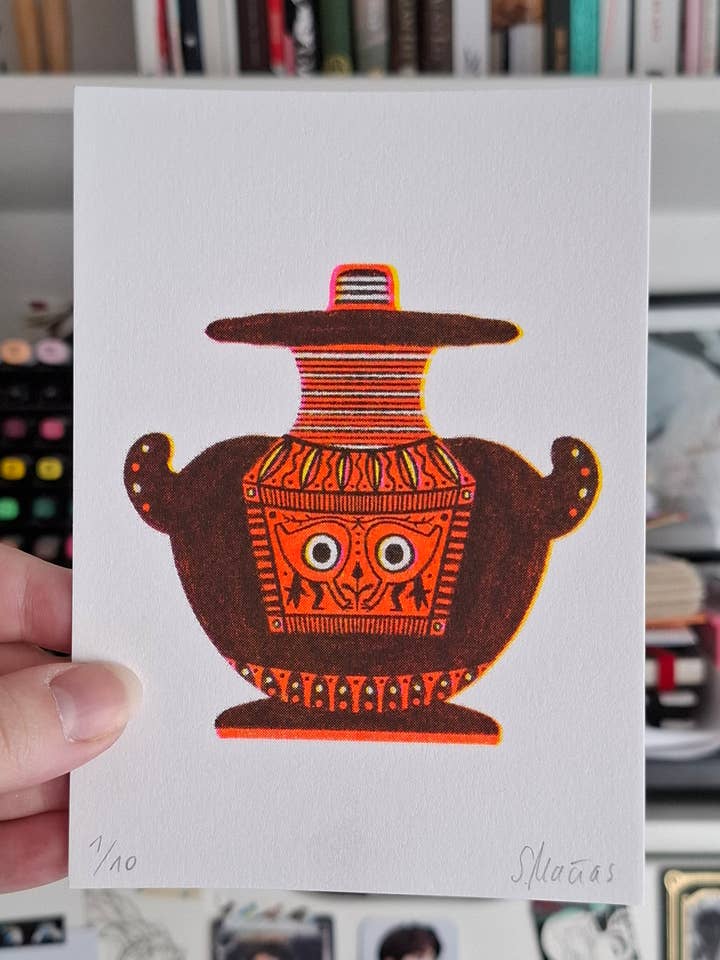 "Owl" A6 RISO Mini-Print for wholesale by Sara Macias