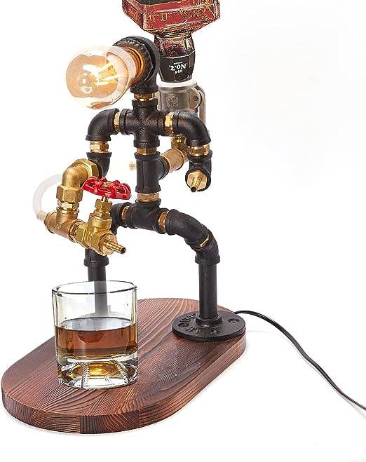 The Wine Savant /  Khen Glassware - Wholesale Liquor Dispenser - Steampunk Handcrafted Liquor Dispenser - Pipe Robot Lamp1