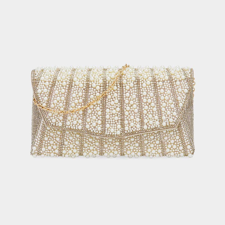 Sensibling Corp. - Vendita all'ingrosso Pochette - Donna - Pochette da sera con patta decorata con pietre di perle