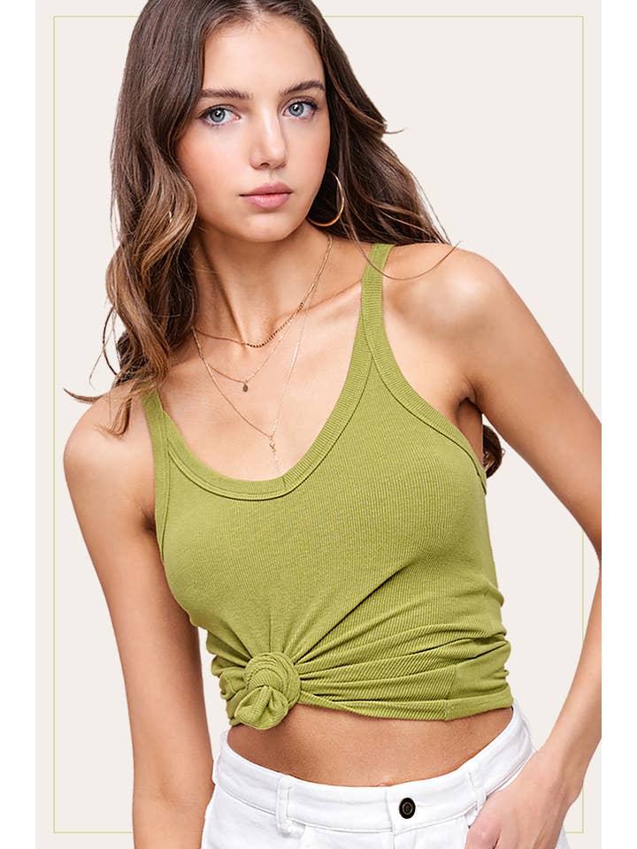 La Miel – Tops – Mulher por atacado – HBT7641-Blusa básica sem mangas com costas cruzadas elástica e elástica11