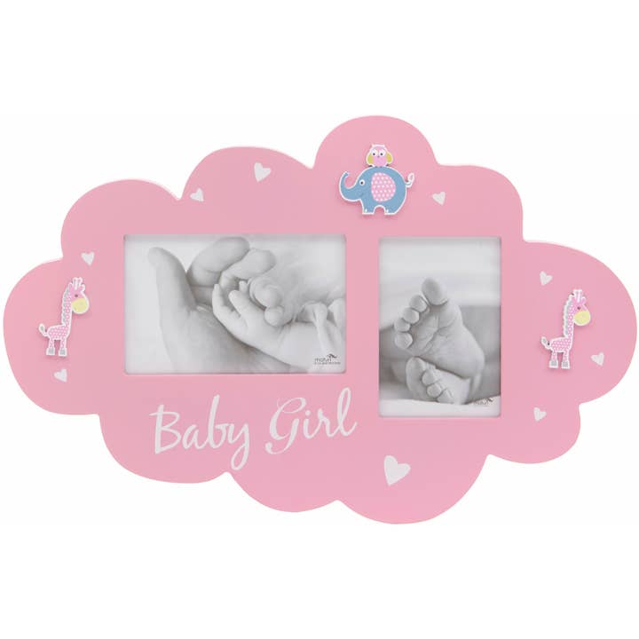 Pink Baby Girl Cloud Photo Frame in Wood 40x26cm for wholesale by Viceni