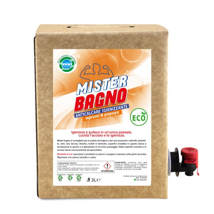 Mister Bathroom Detergent Bathroom Bag In Box 3L for wholesale by Ecologico Italiano