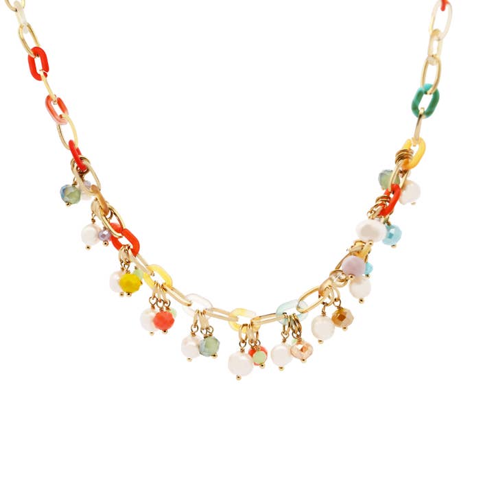 AMORINO SRL - Venta al por mayor Collares de cuentas/perlas - COLLAR DE CADENA ENROLLADA CON CRISTALES Y ABALORIOS - NK21124156E90