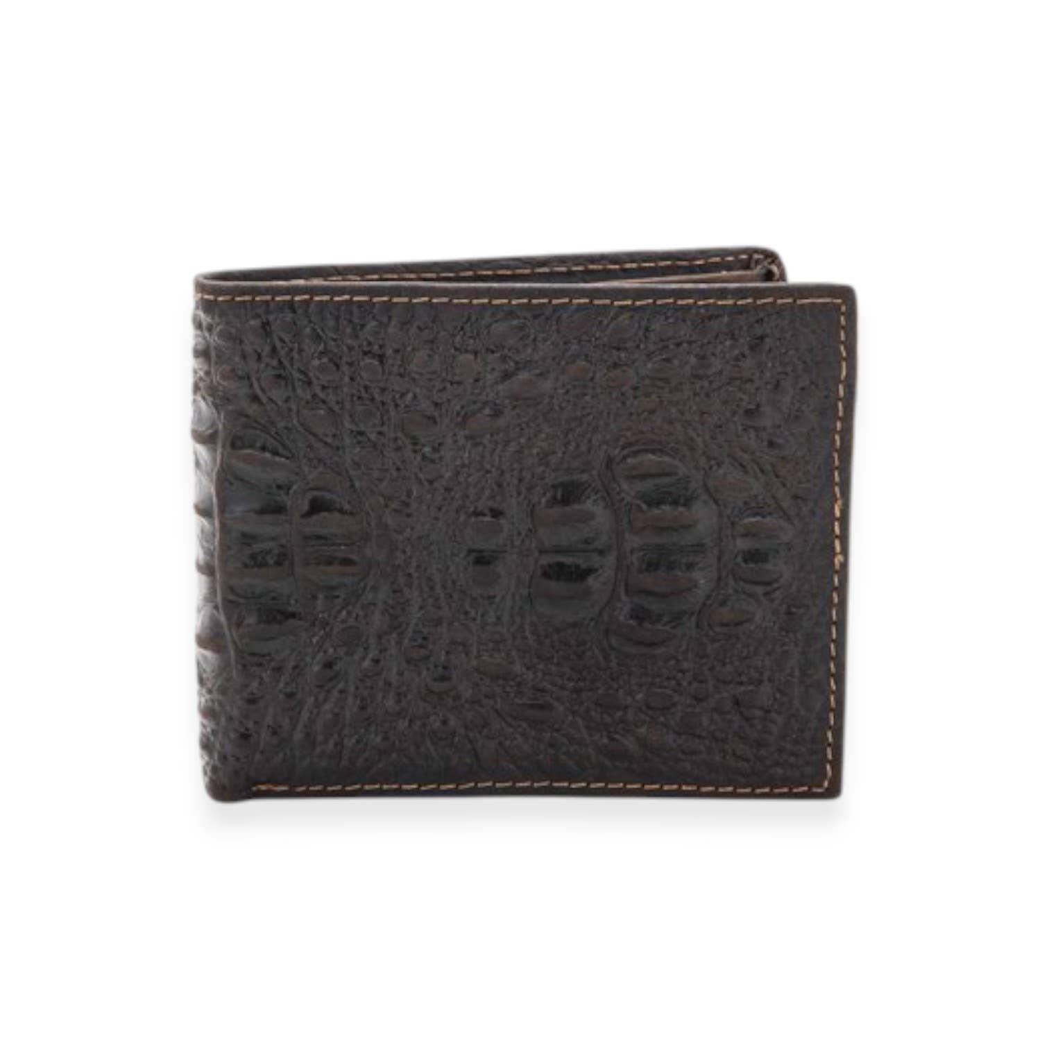 Café Portefeuille en cuir véritable embossé croco en vente sur Faire