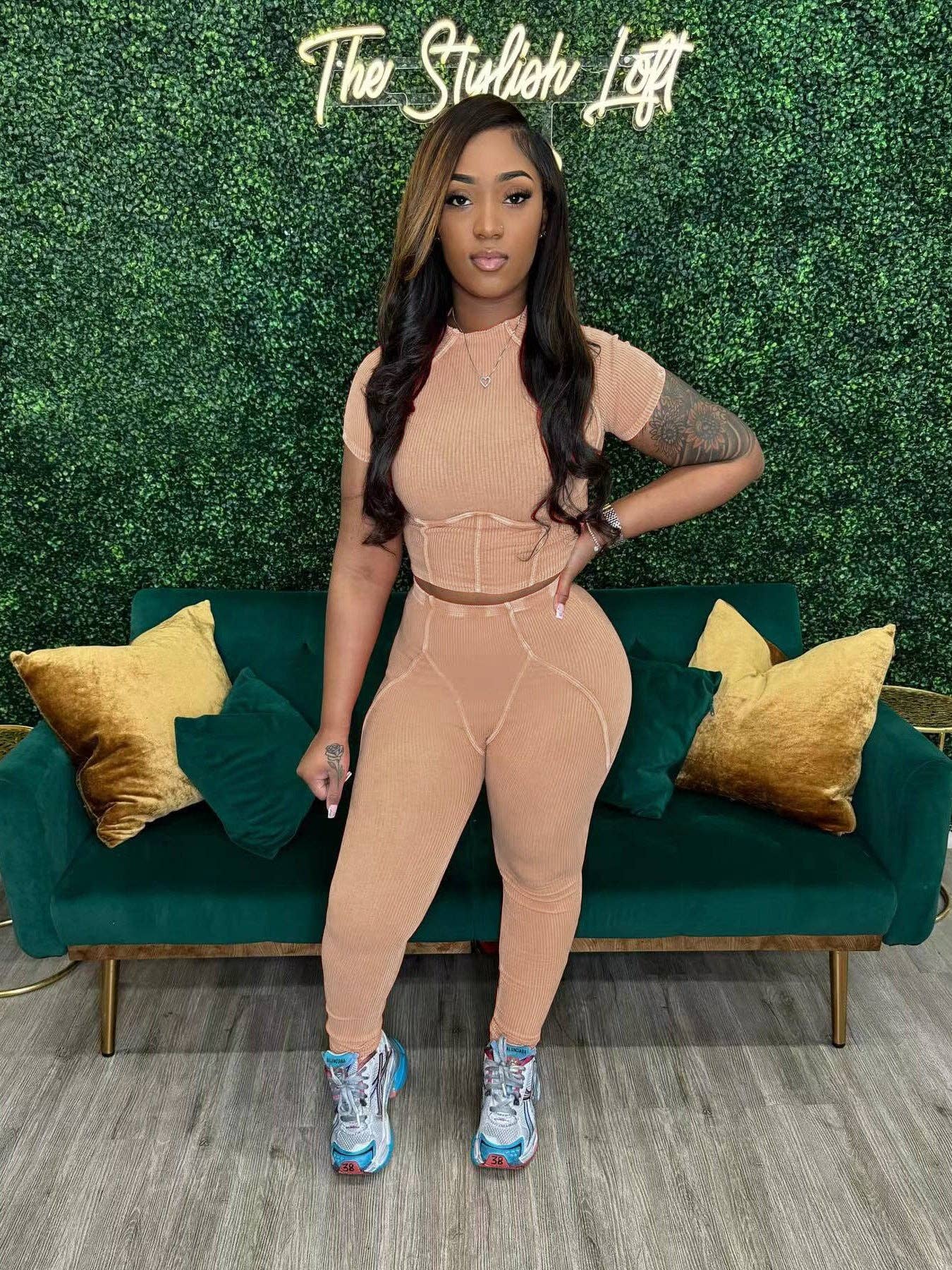 MB Fashion Wholesale - Wholesale Activewear Set - Women's - MB FASHION QUALITY RIBBED FABRIC WASHED 2 PCS SET 4015LY15