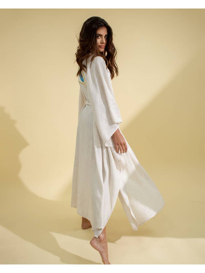 Festivo kimonos - Vente Kimono – femme - Kimono en lin Third Eye - Tunique - Couvre-lit de plage - caftan1