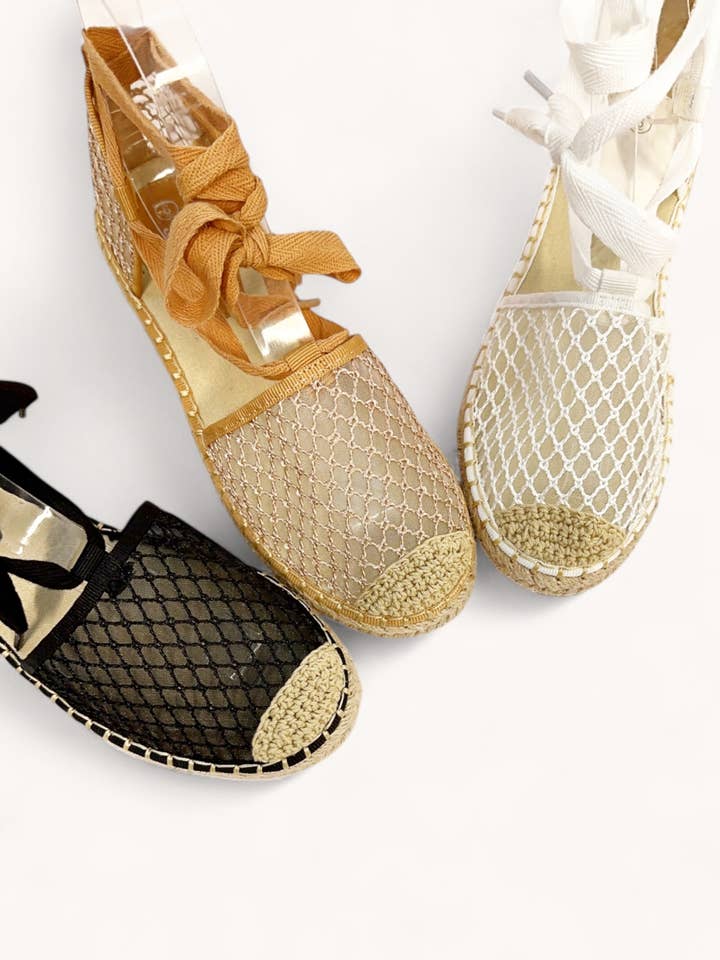 EXPO-26 SCHNÜRRIEMEN MESH-OBERMATERIAL ESPADRILLES FLACH für den Großhandel von CCOCCI