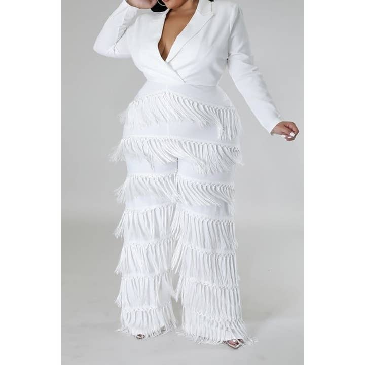 Black Pearl Clothing - Wholesale Jumpsuit - Women's - PLUS SIZE CLOTHING GLAMOUR EDGE FRINGE JUMPSUIT