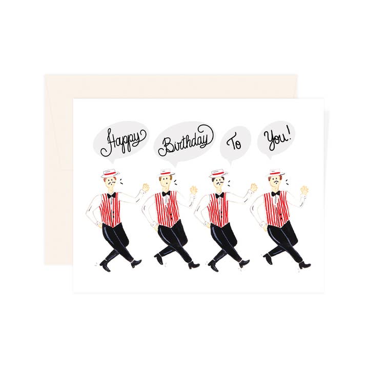 Paige & Willow - Wholesale Birthday Card - Barbershop Quartet Card