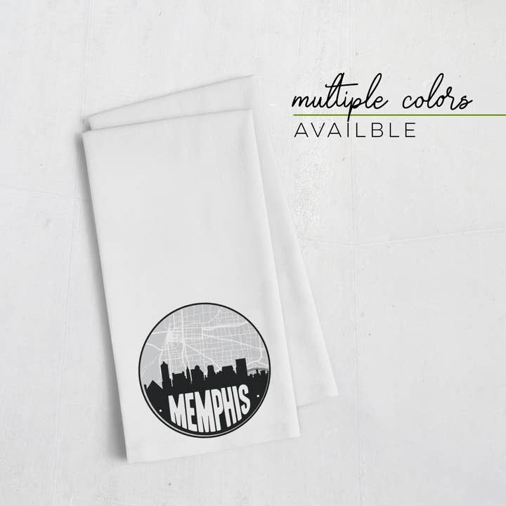 Memphis Tennessee skyline tea towel | Multiple colors for wholesale by Paperfinch Design