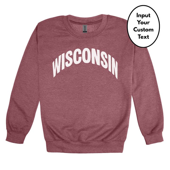 Sweat-shirt col rond - Texte personnalisé (Bordeaux chiné) pour la vente par Made on Main, A Port's Cozy Corner Brand