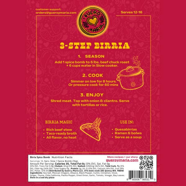 Güero Y María - Wholesale Dried Spice Mix - 🌮 Güero y Maria — Birria Spice Bomb (2-Pack)2