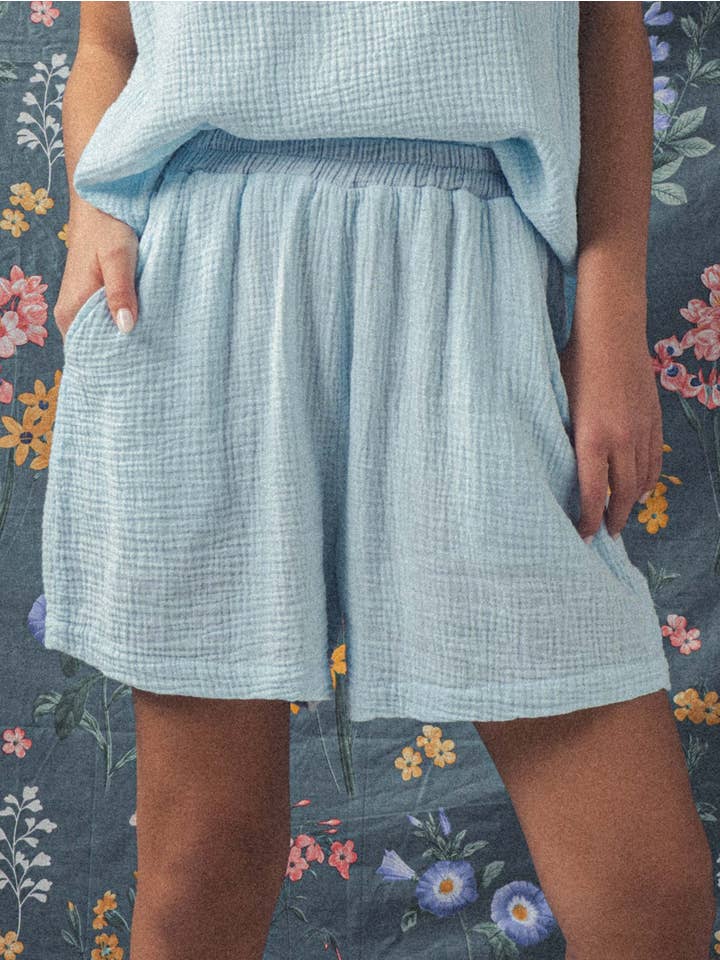 Urban Daizy - Wholesale Lounge Shorts - Women's - Vintage Washed Bubble Gauze Lounge Shorts