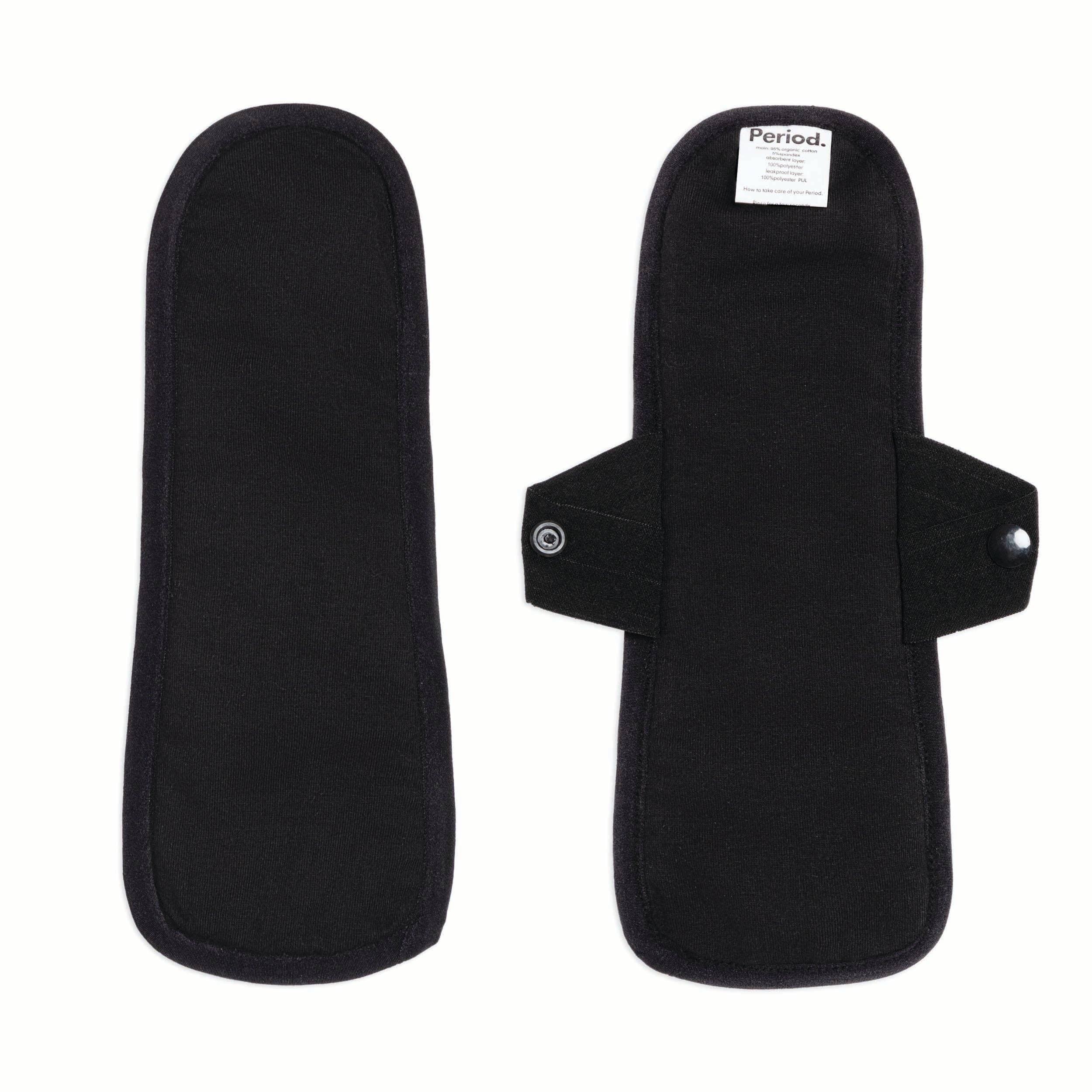 Noir Le lot de 5 serviettes réutilisables. Pour flux abondants - Unité en polybag individuel en vente sur Faire7