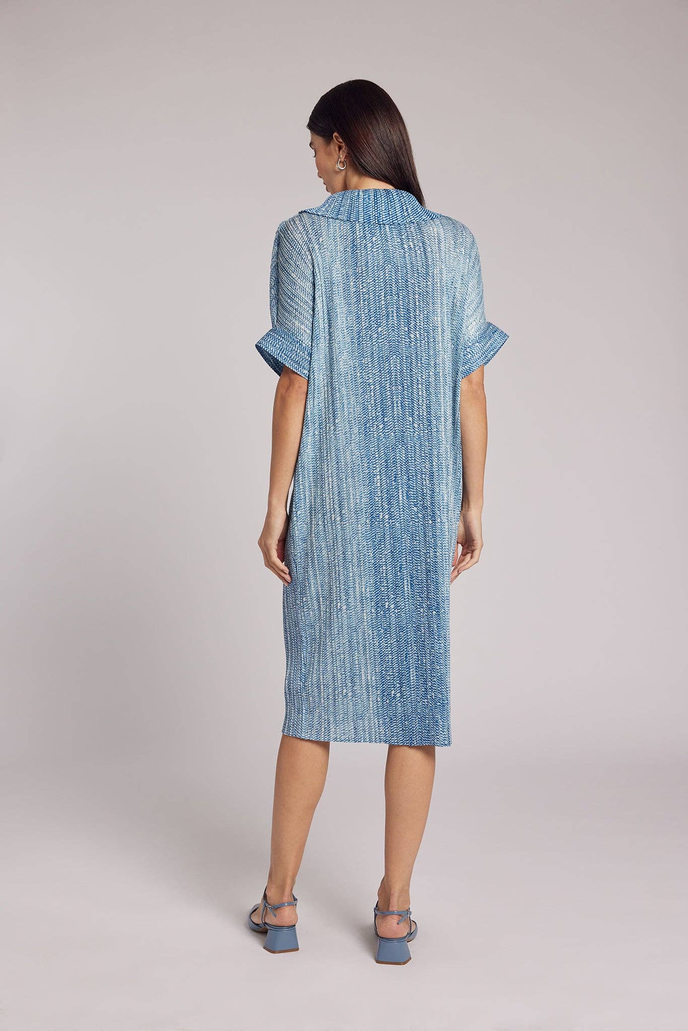 Chambray Eden Crystal Pleats Shirt Dress for wholesale on Faire4