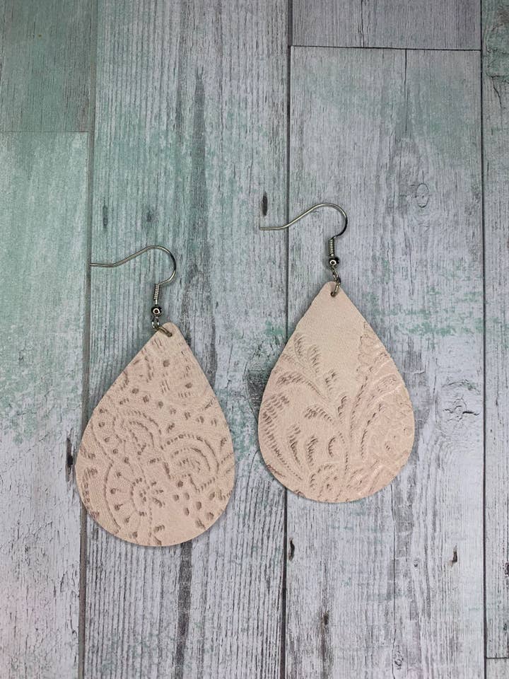 Pastel Teardrop Earrings with Floral Applique Design for wholesale by TeachCreateExplore