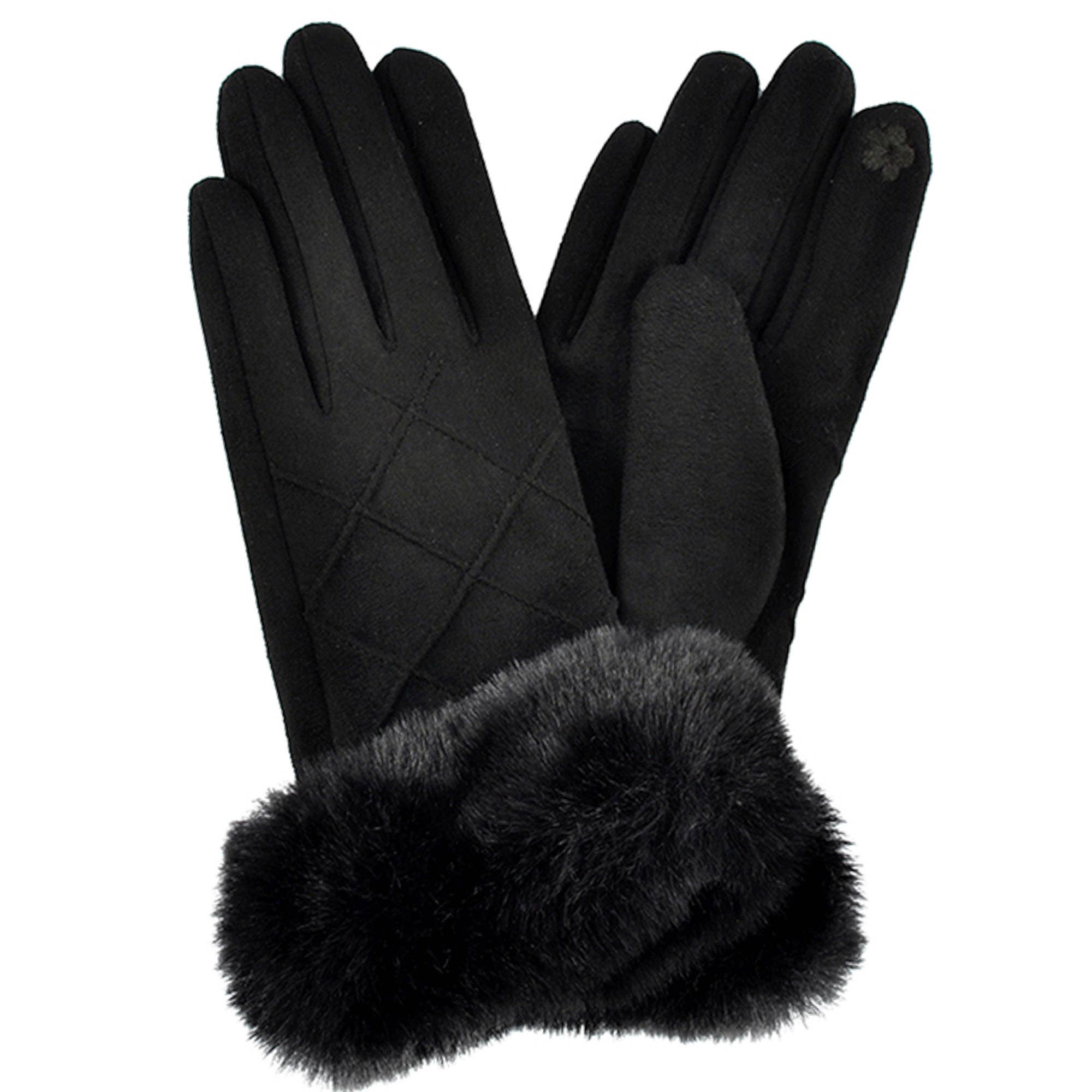 anbfashion - Wholesale Gloves - Women's - FLUFFY FAUX FUR SUEDE GLOVES MG-00690