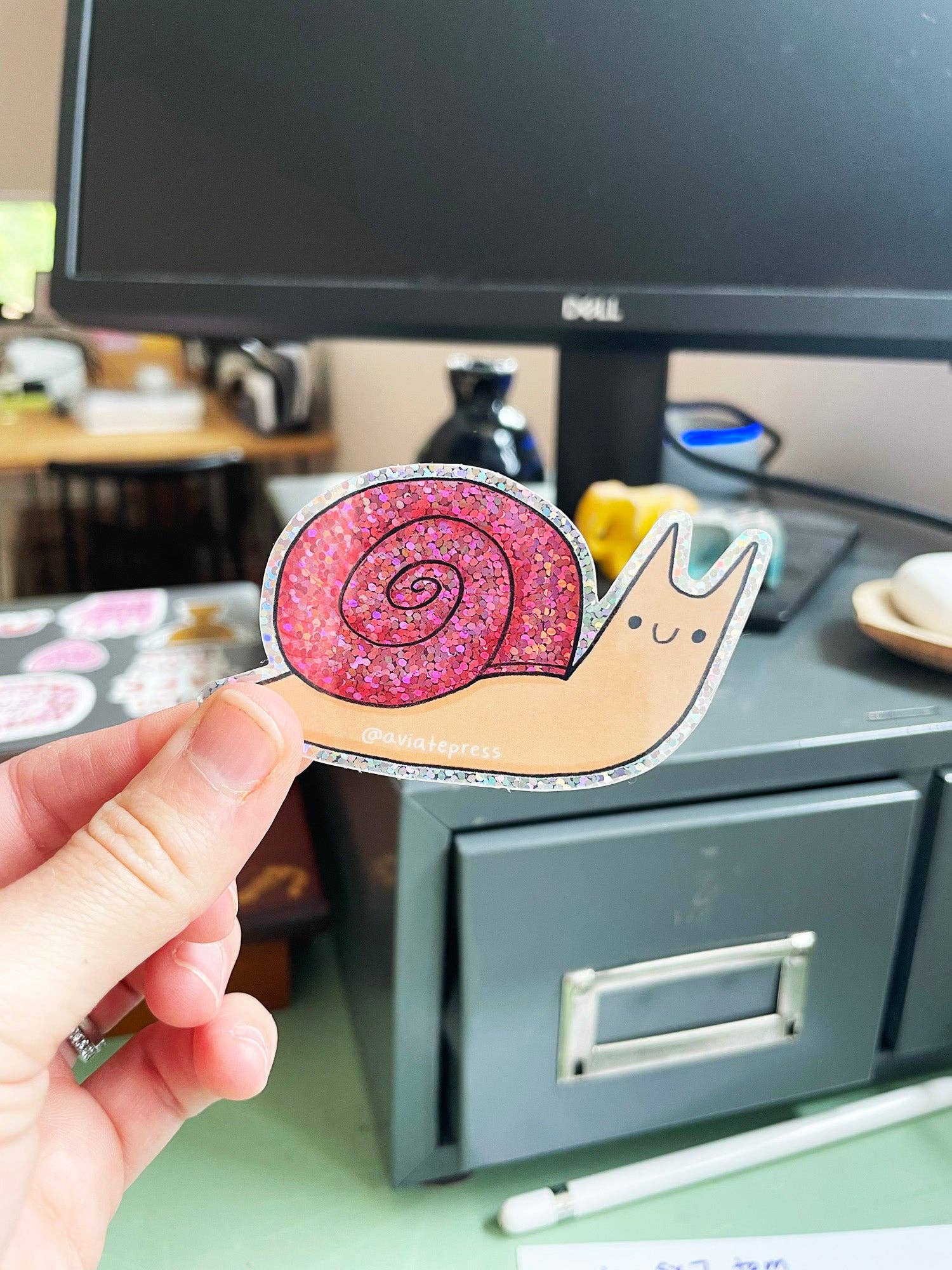 Aviate Press - Wholesale Sticker - Sparkly Snail Sticker1