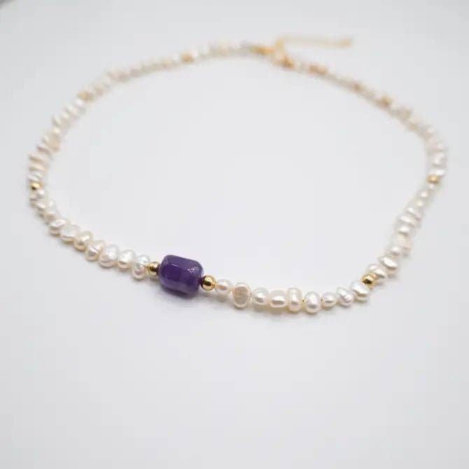 OE! - Wholesale Choker/Collar - SOGNO - Collana/Choker con perle di fiume ed ametista4