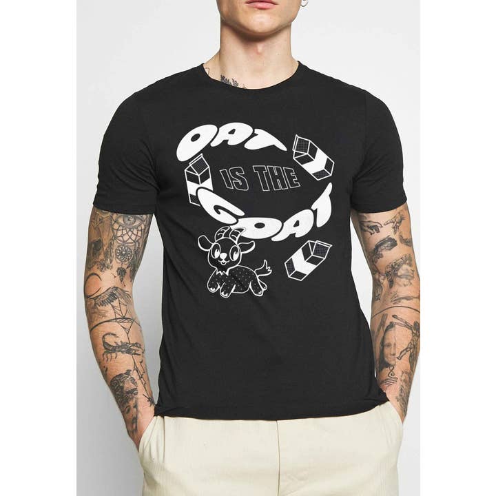 Plant Faced Clothing - Wholesale Screen Printed T-Shirt - Unisex - Oat Is The Goat Tee - Black