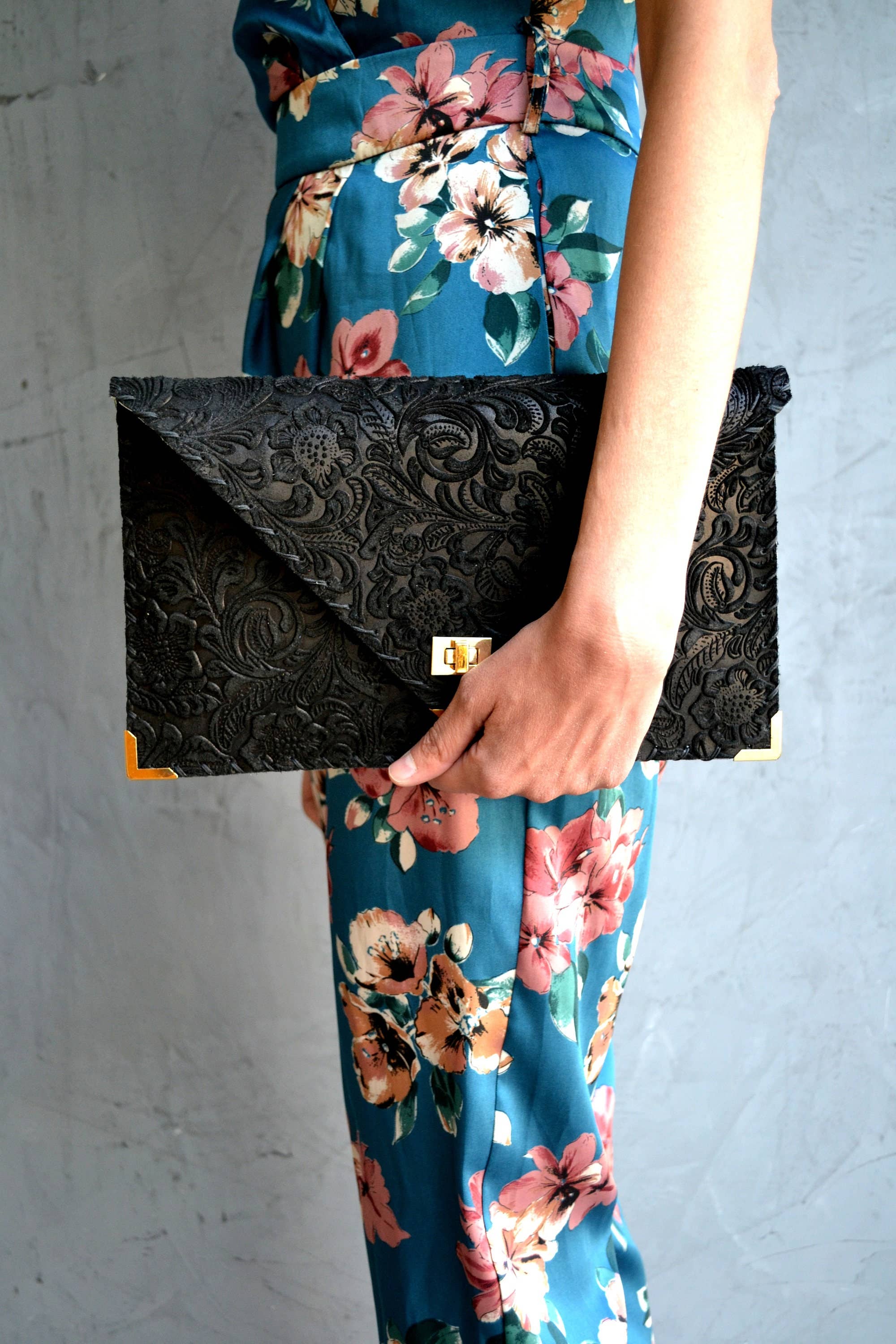 ANA KOUTSI - Wholesale Clutch Bag - Women's - 3D Black Symmetria Leather Clutch6