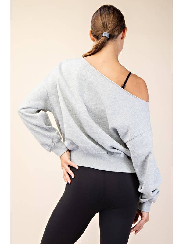Sunday Morning – wholesale Sweatshirt – Women's – T6899PL37 PLUS SIZE OFF SHOULDER FRENCH TERRY FLEECE TOP14