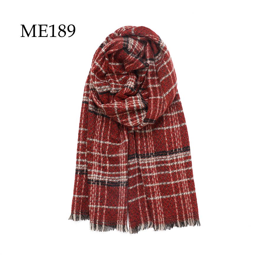 Adorro - Wholesale Scarf - Women's - Soft Chunky Knit Plaid Scarf (10 colors) 9