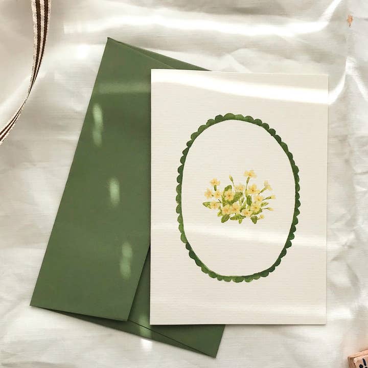 Annie Brougham Paper Goods. – wholesale Easter card – Spring Primrose Card