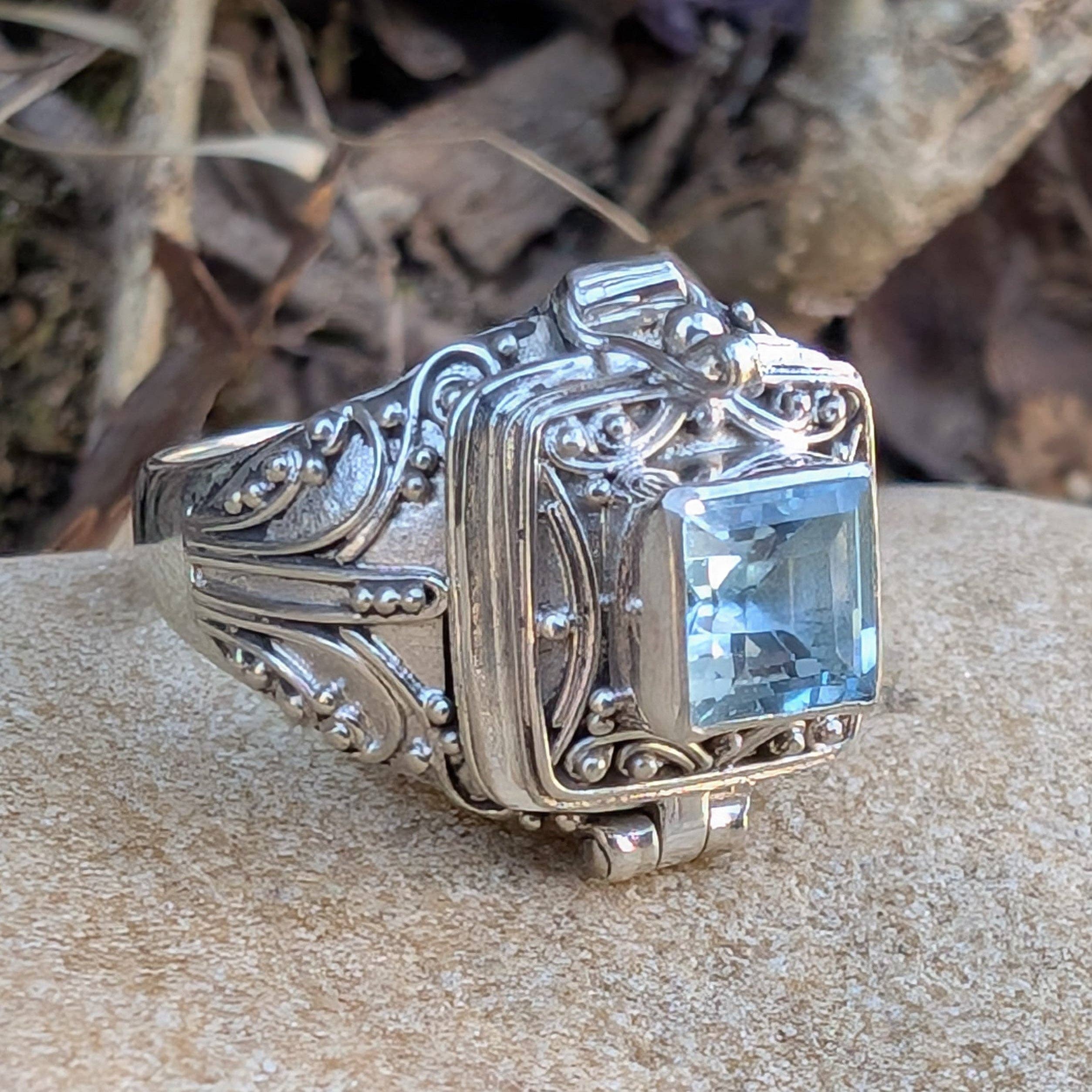 Silver Insanity - Wholesale Cocktail/Statement Ring - Midnight Elixir - Square Poison Locket Box Sterling Silver Ring10