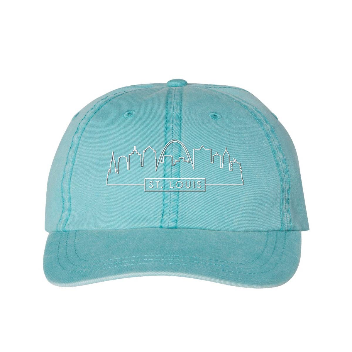 Lucky Luna Apparel - Wholesale Baseball Cap - Unisex - Skyline St. Louis Embroidered Pigment Dyed Dad Hat1
