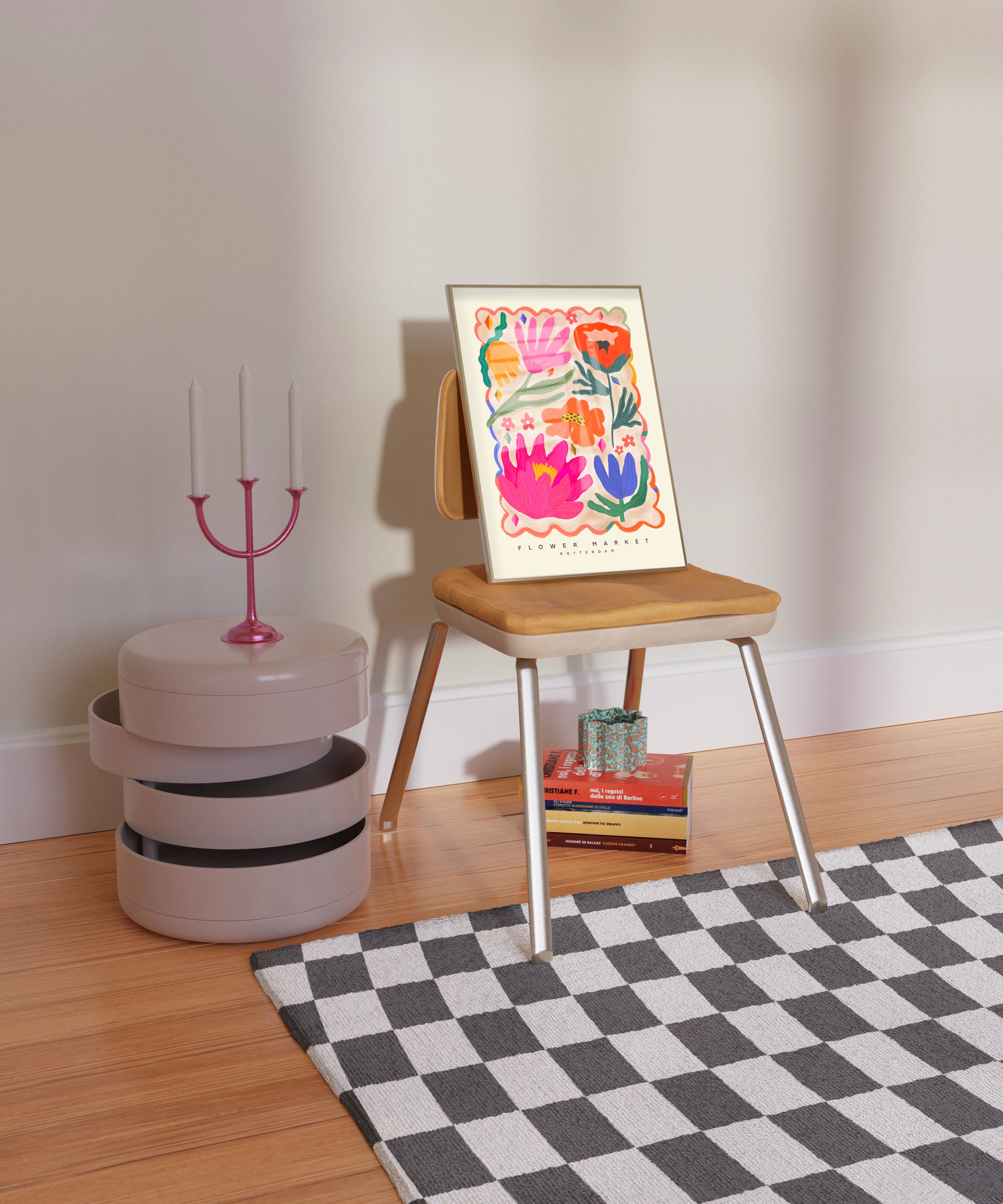 Kate Fox Design – wholesale Art print – Colourful Flower Market Print, Illustration, Modern, Pink9