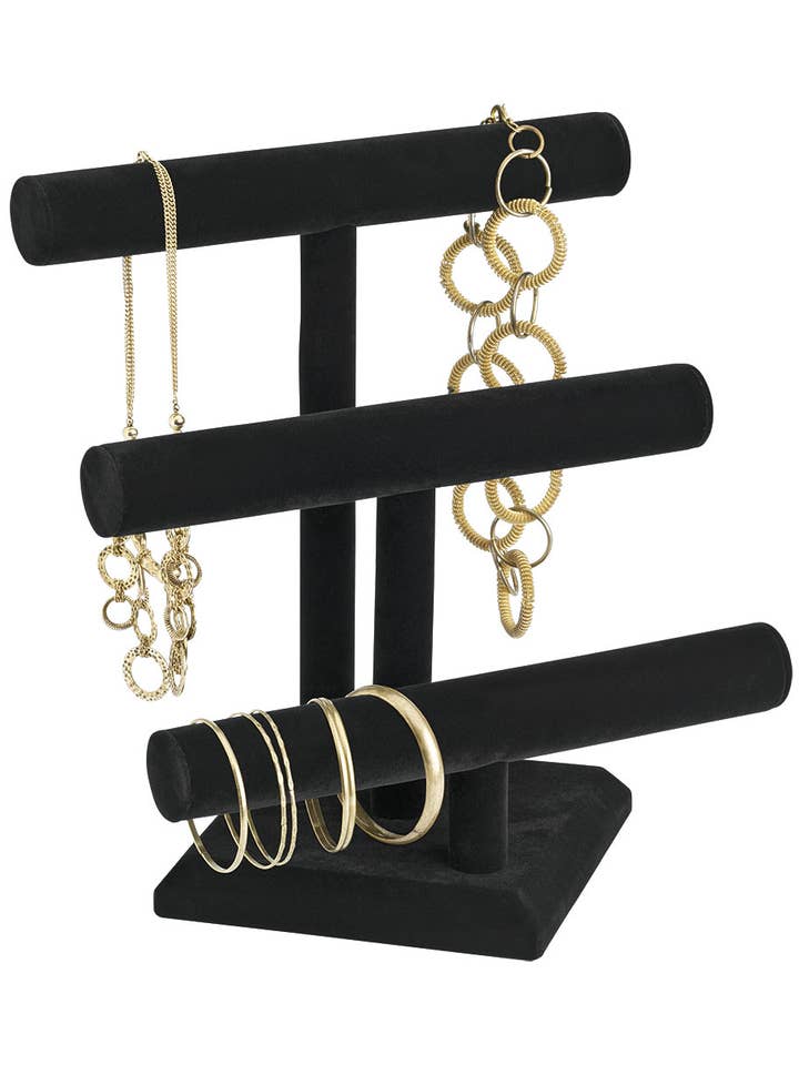 3-Tier Black Velvet Jewelry Display for wholesale by Store Supply Warehouse