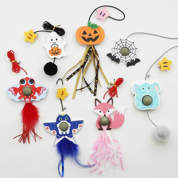 Baguette interactive pour chat avec plumes colorées pour la vente par kapeit