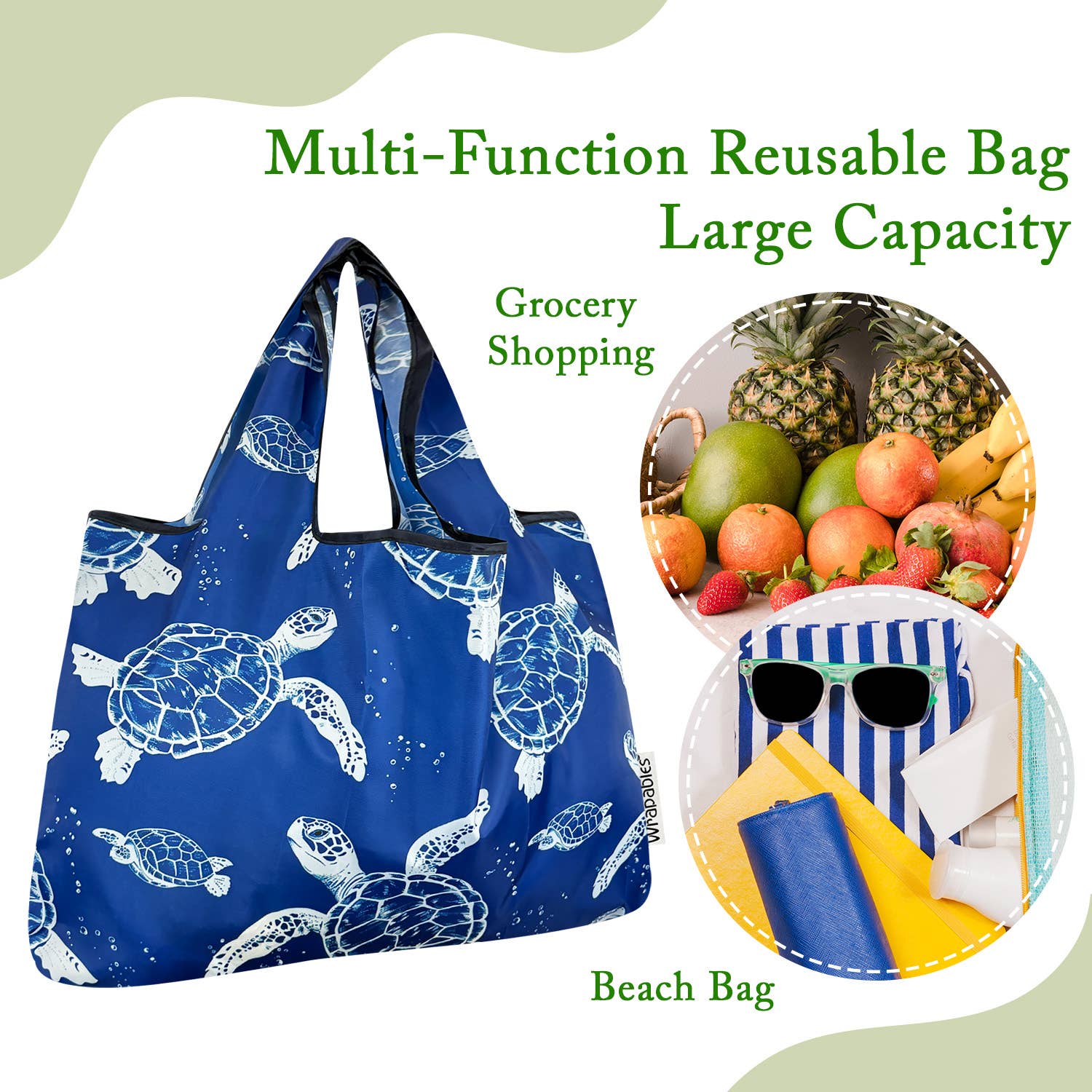 Wrapables.com - Vente Sacs de course/à provisions - Sac de courses réutilisable en nylon grand format Wrapables39