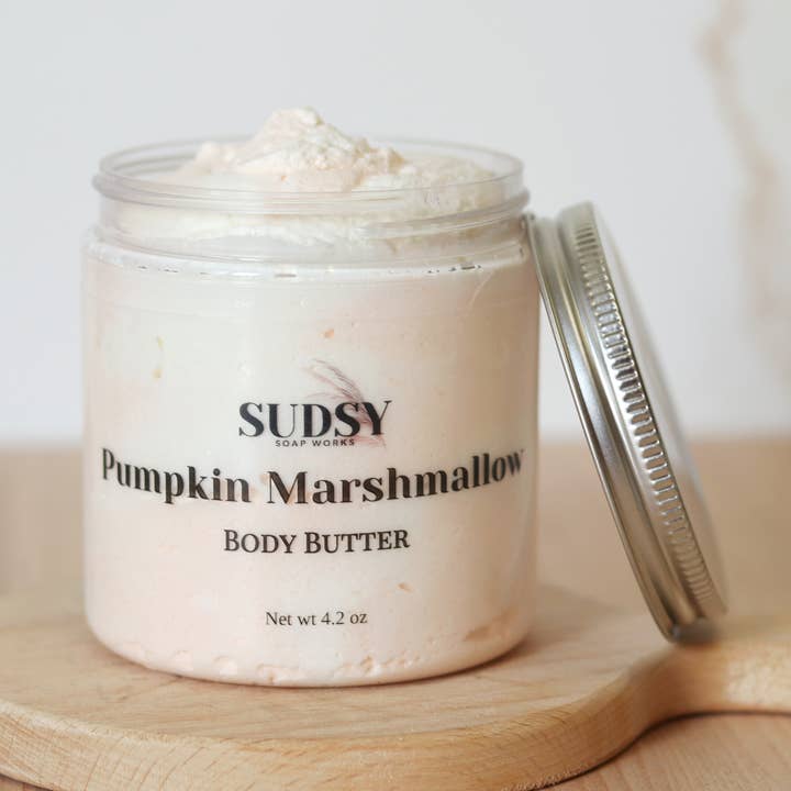 Pumpkin Marshmallow Body Butter for wholesale by Sudsy Soap Works LLC
