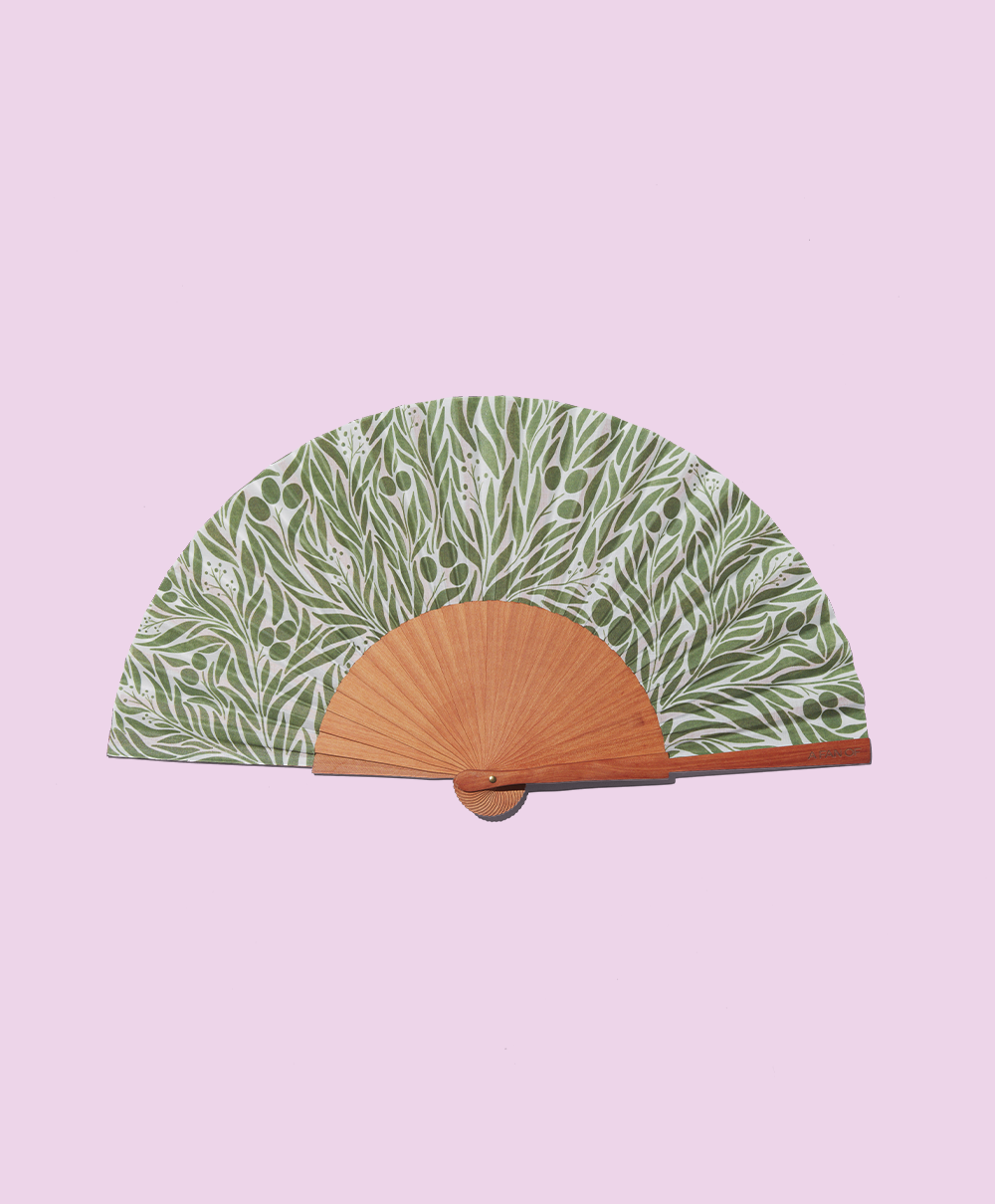 A FAN OF - Wholesale Handheld Folding Fan - MEDITERRANEAN SOUL Fan - 23 cm - Green1