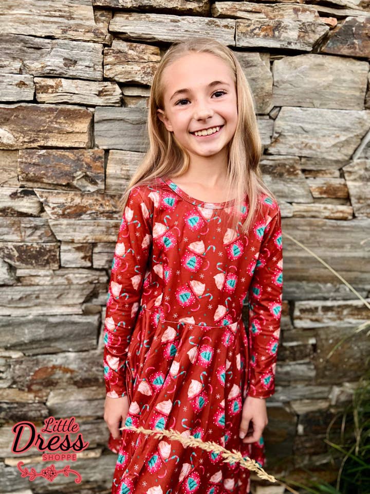 Long Sleeve Twirly Hot Chocolate/Cocoa Dress for wholesale by Little dress shoppe
