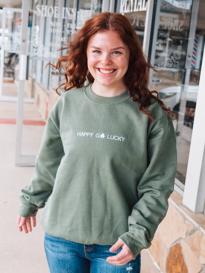 Spirit+Tribe - Wholesale Sweatshirt - Women's - HAPPY GO LUCKY EMBROIDERED SWEATER4