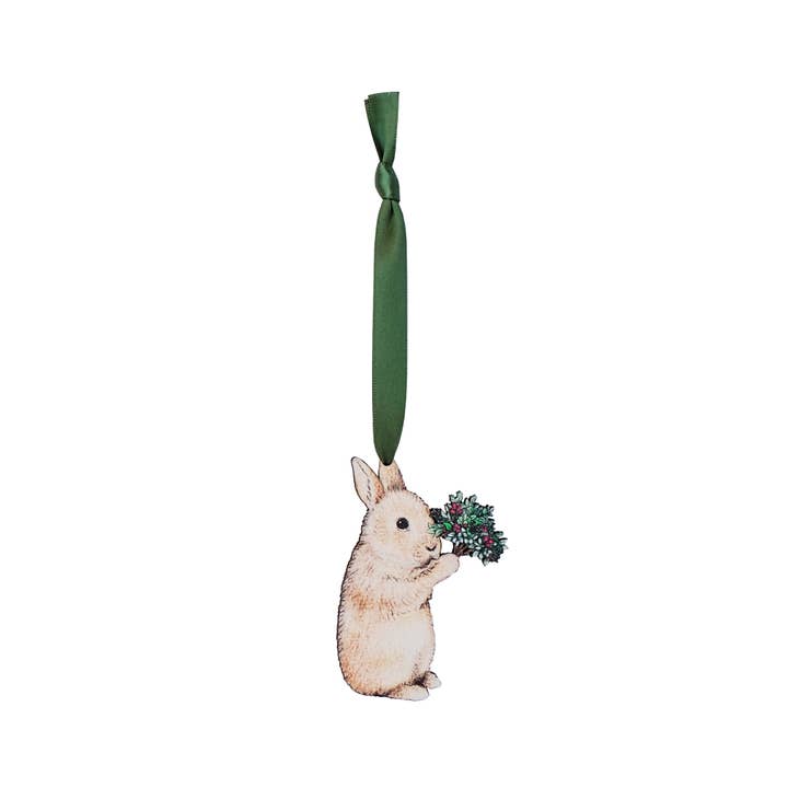 Rabbit Christmas Tree Decoration - Wooden Ornament for wholesale by Lottie Murphy