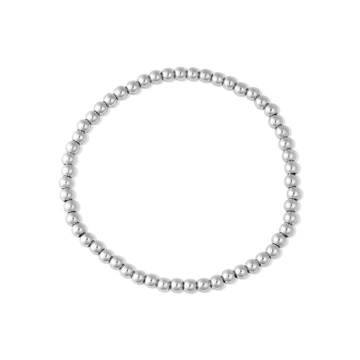 WJW - Wholesale Beaded Bracelet - Stainless Steel Metal Bead Stretch Bracelet