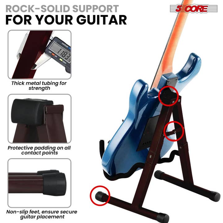 K Cube Inc - Wholesale Musical Instrument - 5Core Guitar Stand A Frame w Foam Arm Support Acoustic Bass4