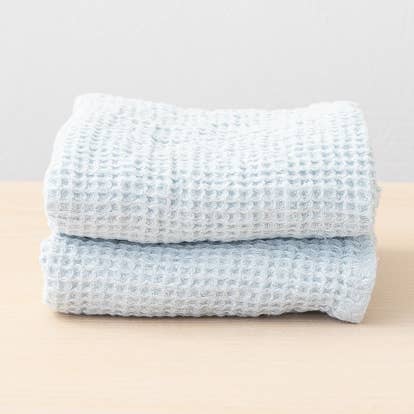 Linen Hand Towels Ice Blue Washed Waffle Big for wholesale by LinenMe