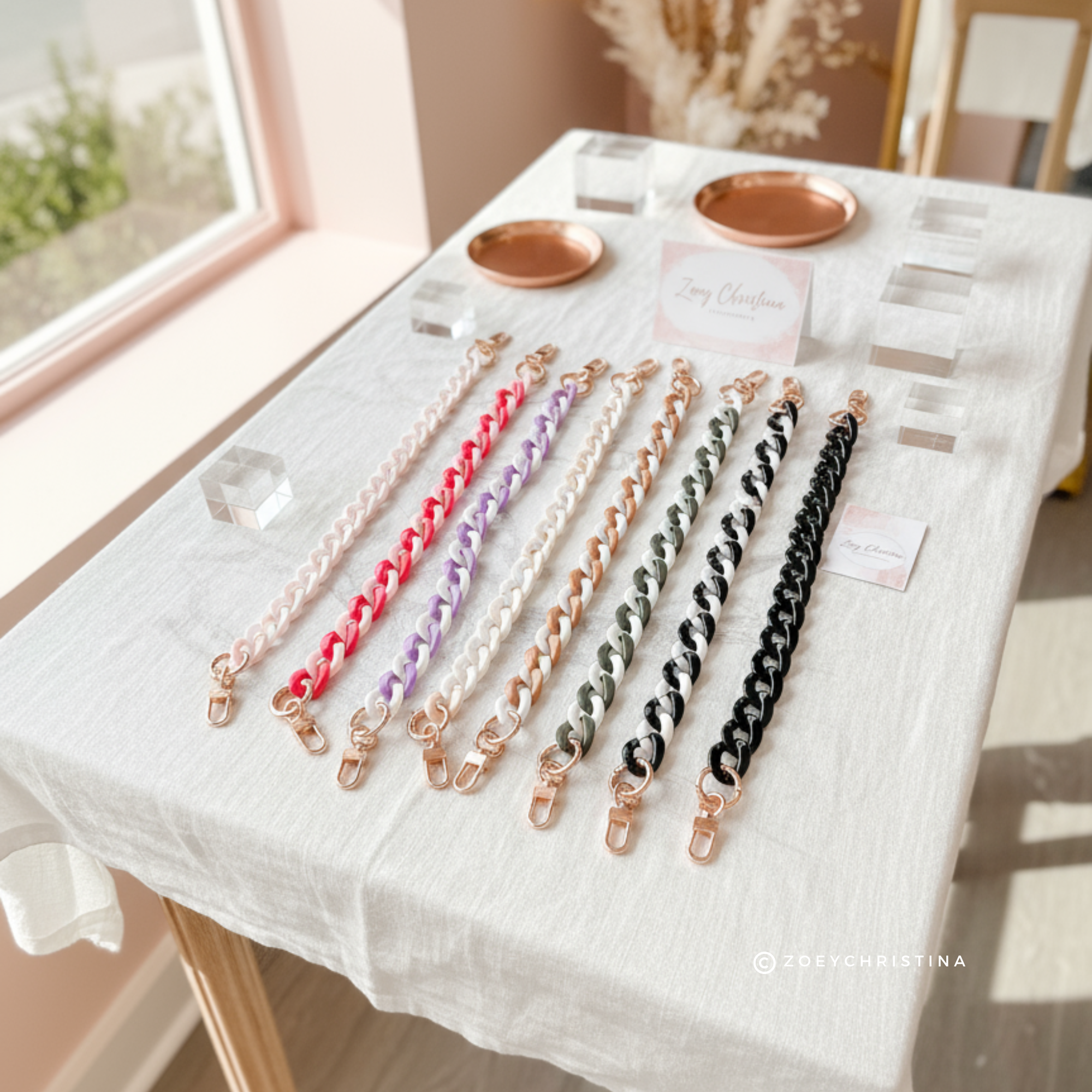 Zoey Christina - Wholesale Accessoire voor portemonnee/tas - Dames - Chunky acryl tassenkettingen – 8 kleuren, 42 cm lang4