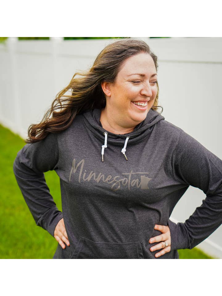 Cheeky Lisa - Wholesale Hoodie - Women's - Minnesota - Black on Black Funnel Neck