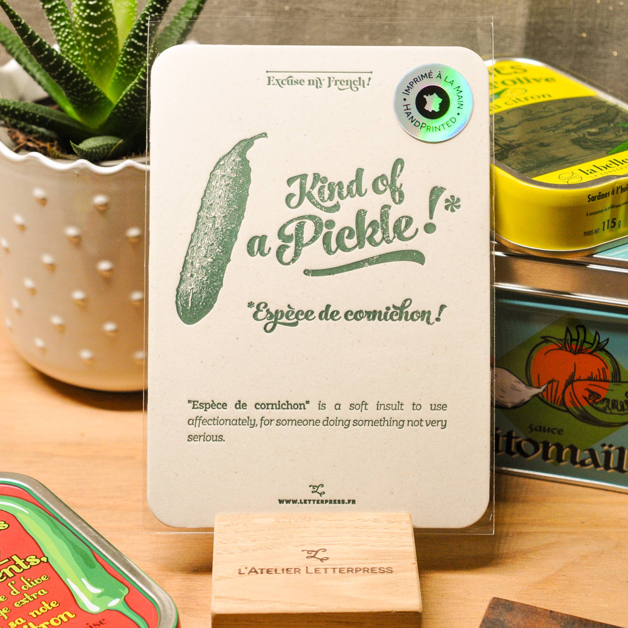 L'Atelier Letterpress – wholesale Everyday greeting card – Letterpress Card Pickle0