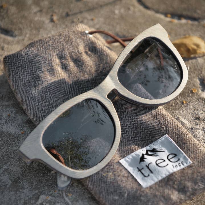 Boatmans Natural Handcrafted Sunglasses - Recycled Denim for wholesale by Treeless Products