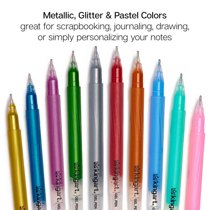 KINGART - Wholesale Pen - Gel Pens 24 Glitter, Metallic & Pastel Colors2