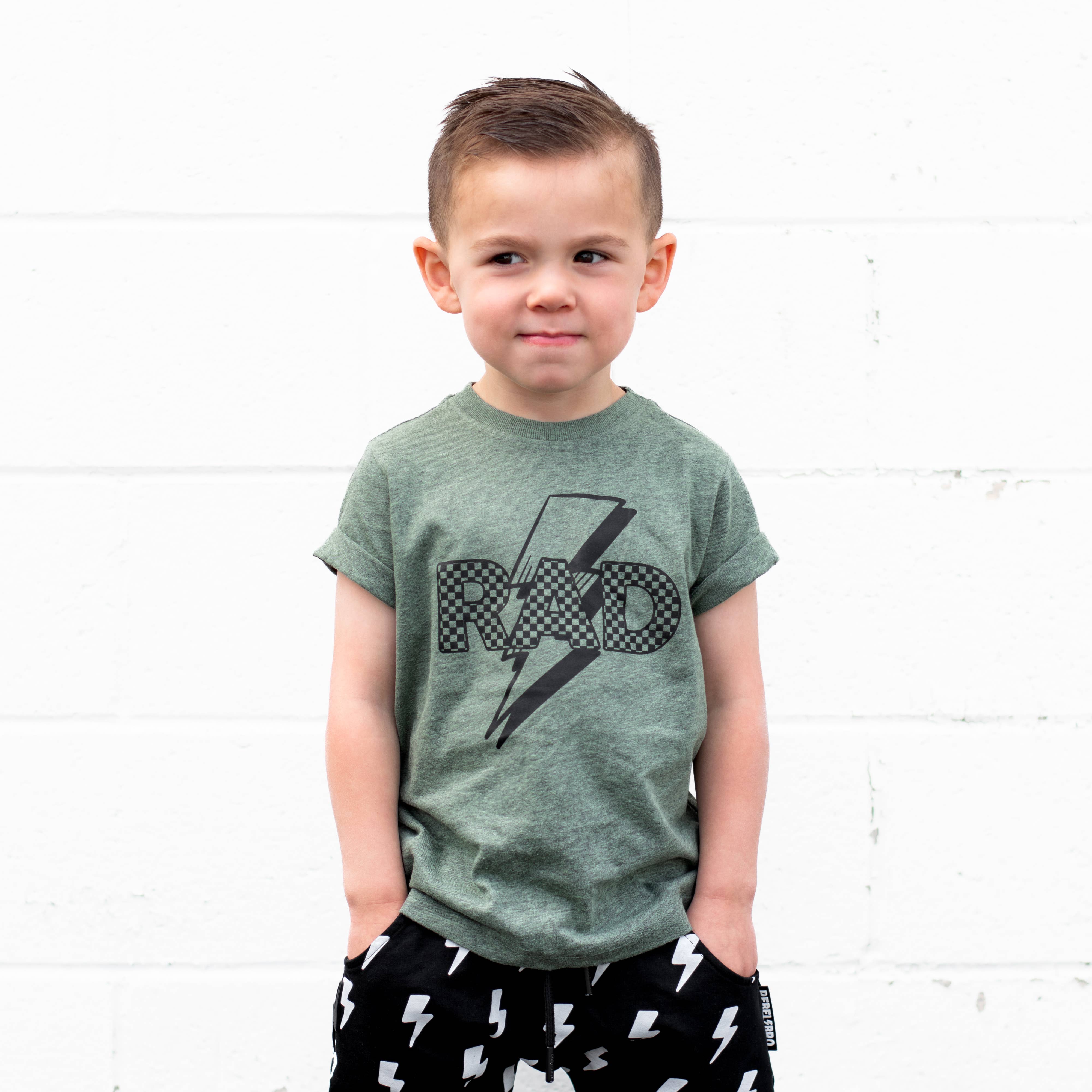 Holland Ave Clothing - Wholesale Screen Printed T-Shirt - Kids - Rad | Boys Lightening Bolt and Checkered Shirt4